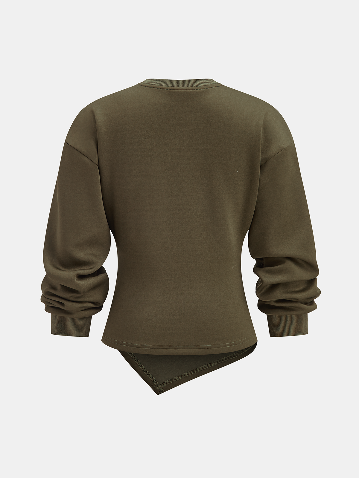 Asymmetric Hem Sweatshirt with Ruched Detailing