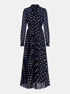 Long Sleeve Foil Spot A-Line Maxi Dress
