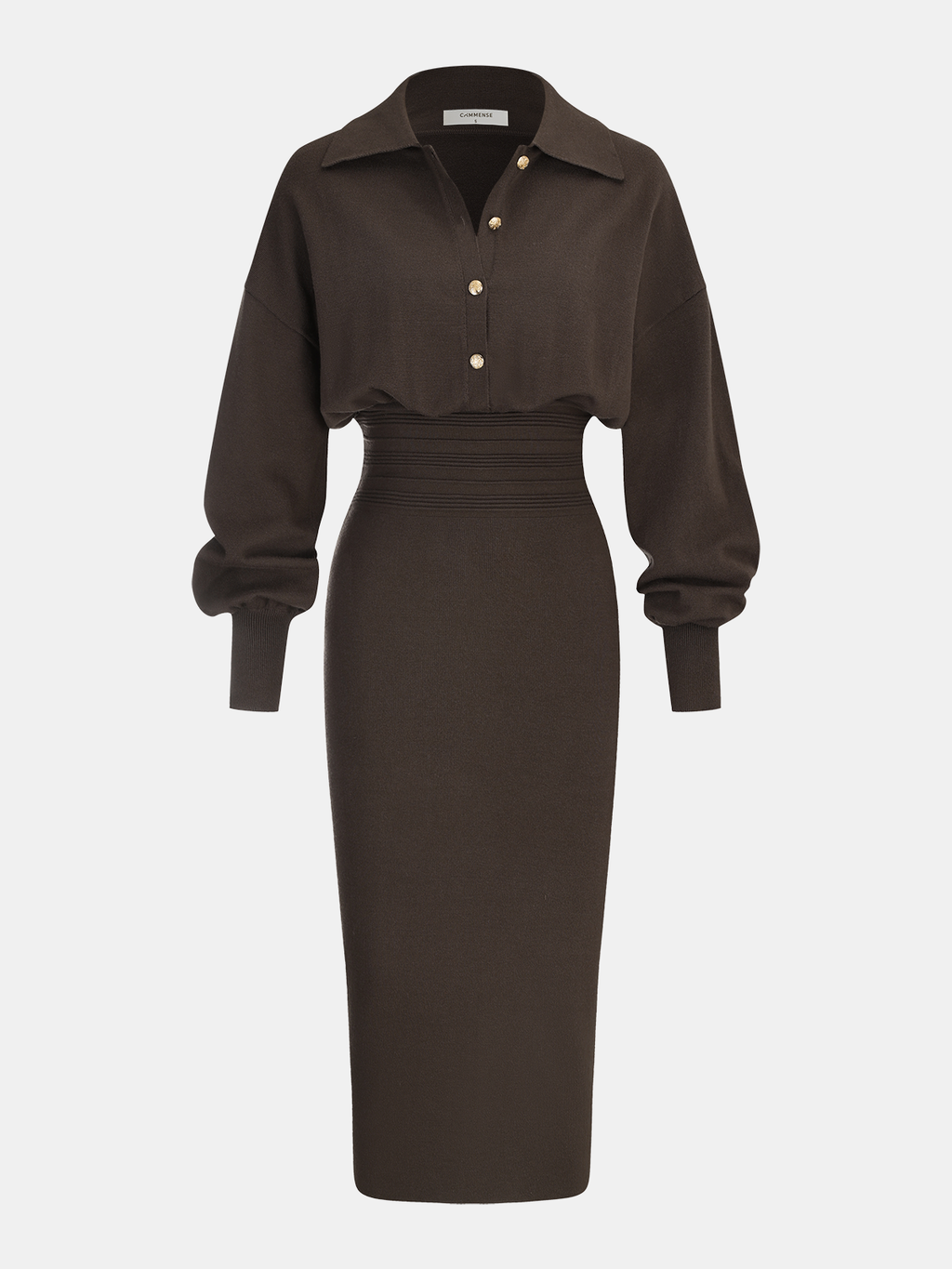 Fitted Waist Knit Shirt Dress