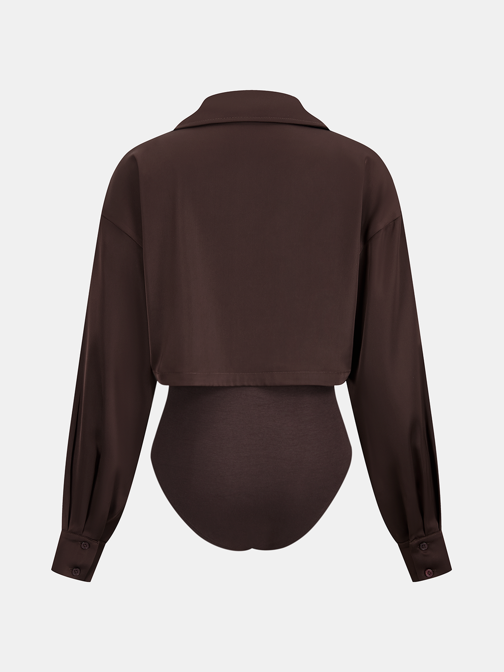 Satin Panel Shirt Bodysuit with Dual Design