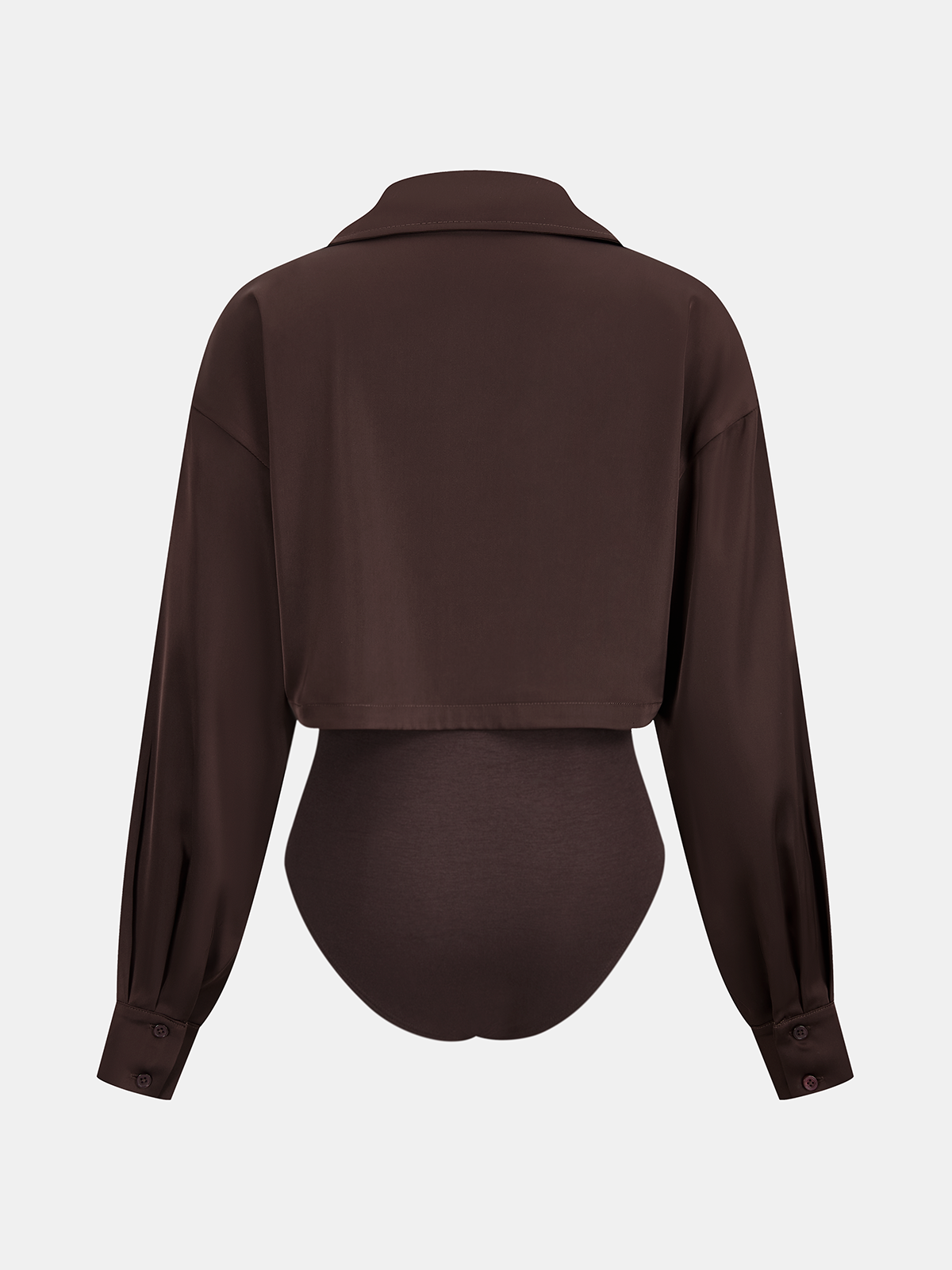 Satin Panel Shirt Bodysuit with Dual Design