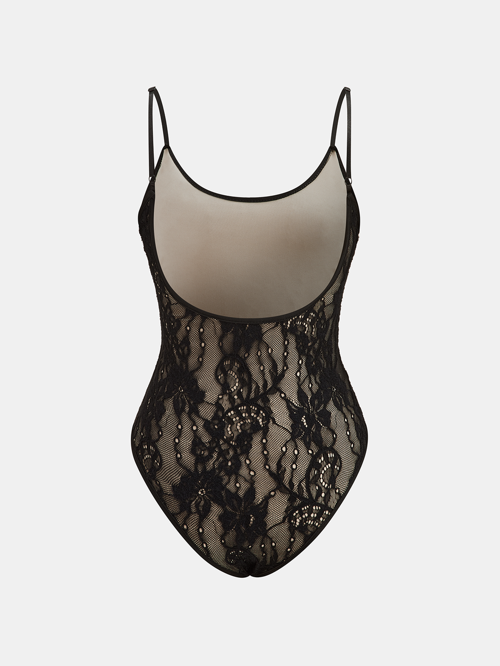 Elegant Lace Backless Cami Bodysuit with Floral Detail