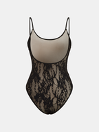 Elegant Lace Backless Cami Bodysuit with Floral Detail