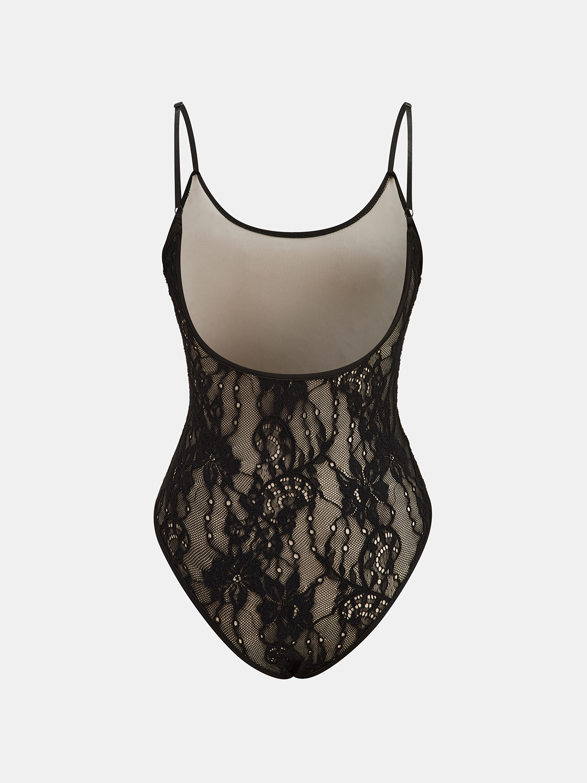 Elegant Lace Backless Cami Bodysuit with Floral Detail