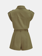 Chic Belted Sleeveless Jumpsuit in Short Length