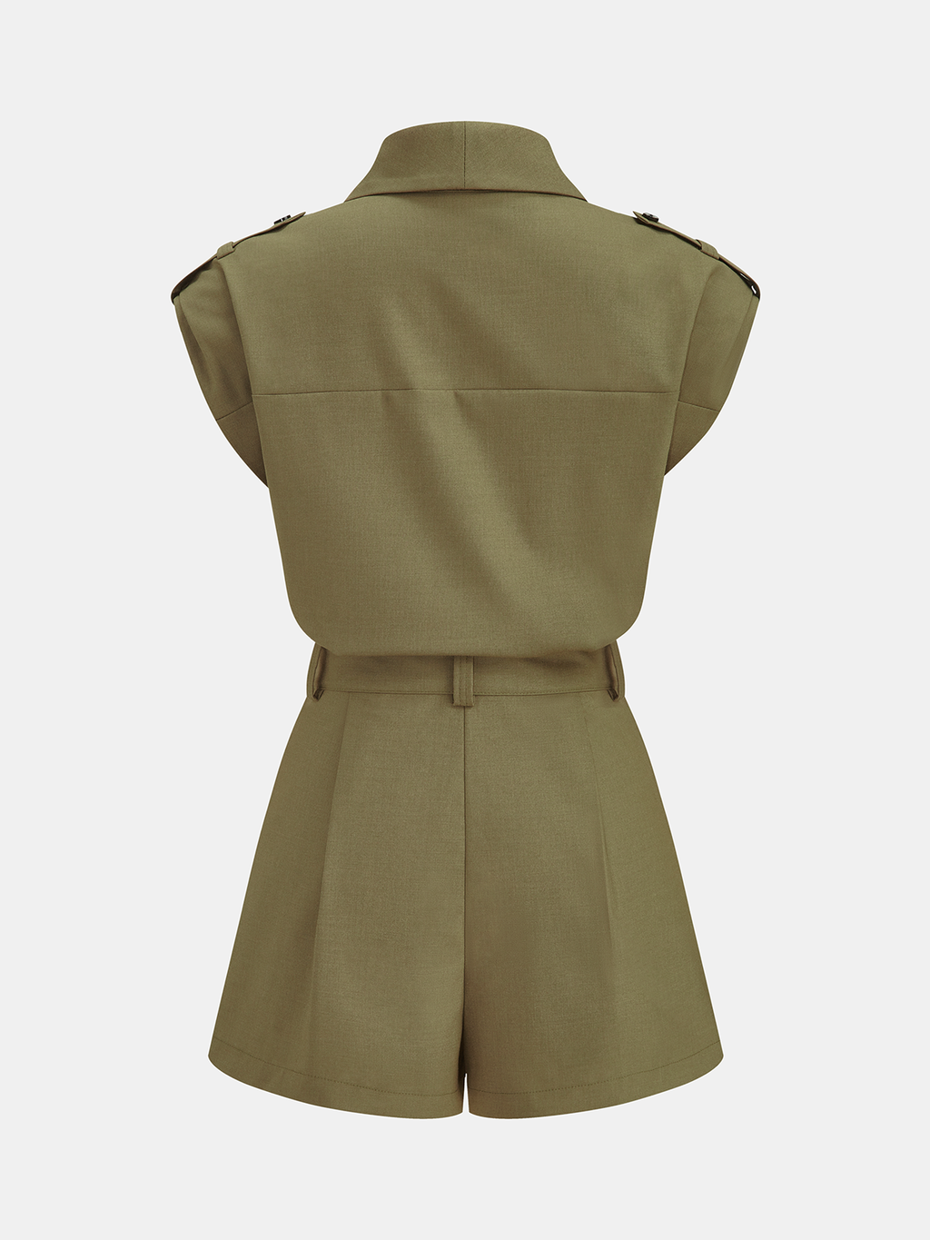 Sleeveless Belted Jumpsuit with Short Legs