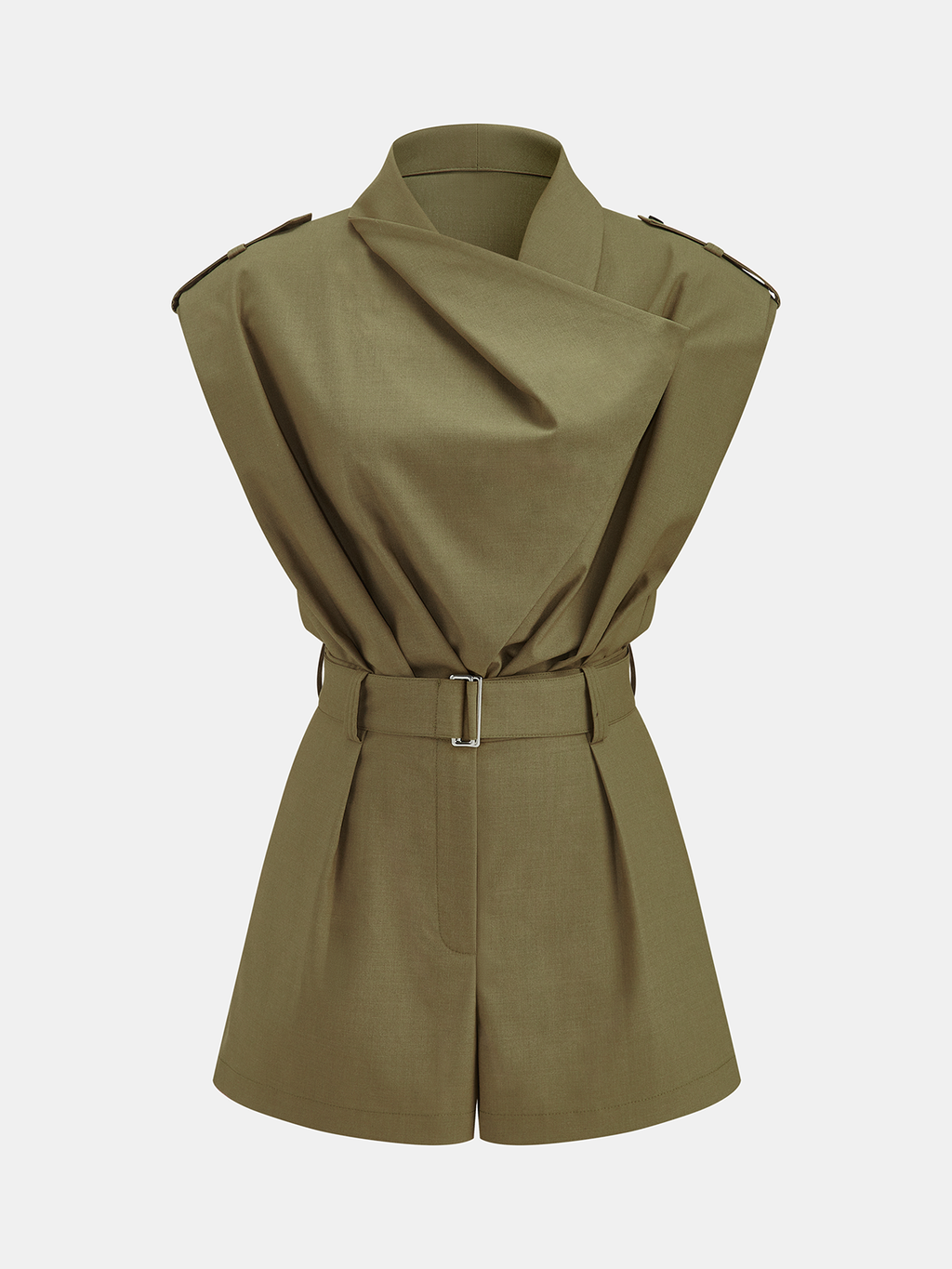 Sleeveless Belted Jumpsuit with Short Legs