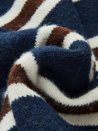 Striped Panel Polo-Style Knit Sweater