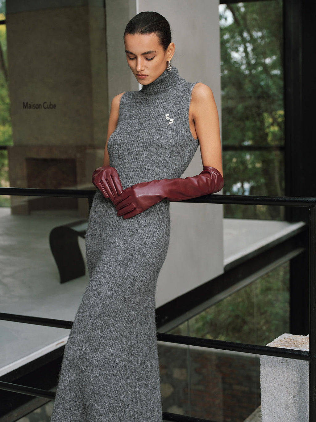 Cozy Wool Blend Turtleneck Sweater Dress Sleeveless