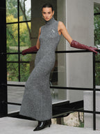 Cozy Wool Blend Turtleneck Sweater Dress Sleeveless
