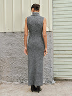 Cozy Wool Blend Turtleneck Sweater Dress Sleeveless
