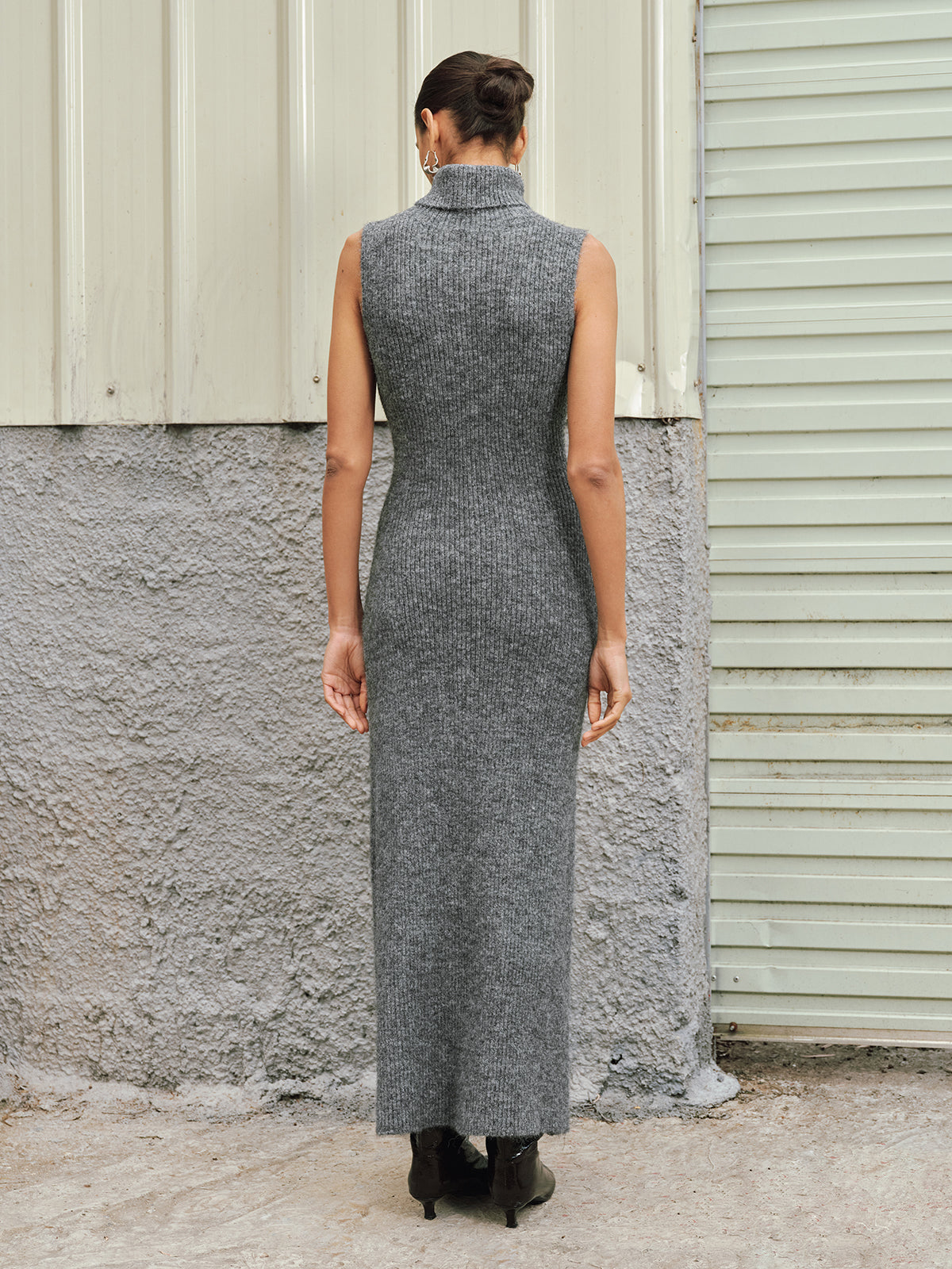 Cozy Wool Blend Turtleneck Sweater Dress Sleeveless