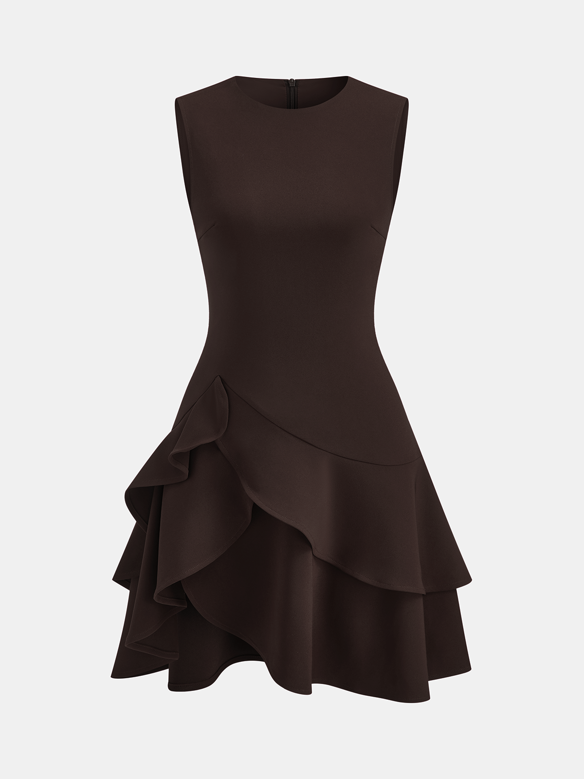 Sleeveless Mini Dress with Asymmetric Ruffle Hem