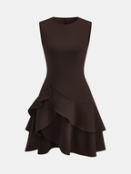 Sleeveless Mini Dress with Asymmetric Ruffle Hem
