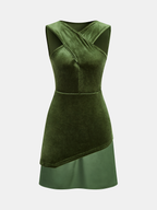 Velvet Asymmetric Sleeveless Dress