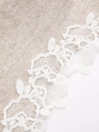 Square-Neck Dress with Lace Trim and Wool Blend