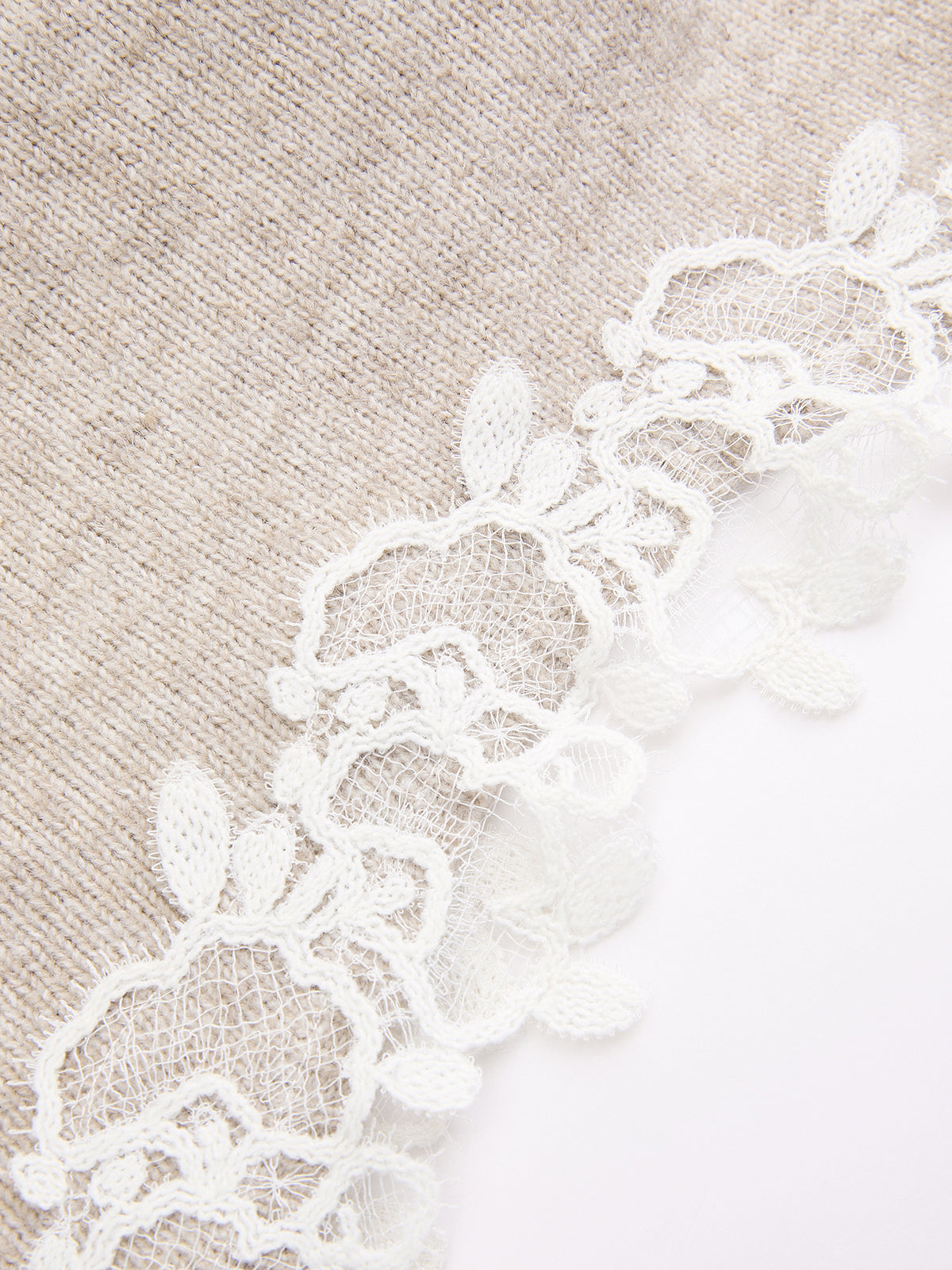 Square-Neck Wool-Blend Dress with Lace Trim