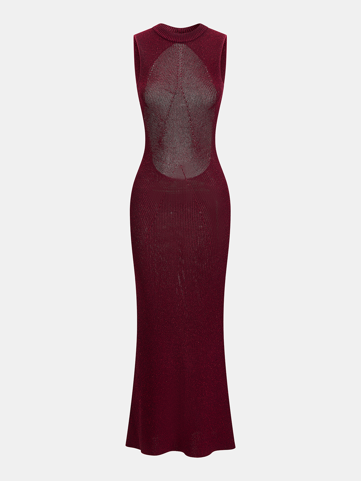 Sparkling Glitter Knit Sleeveless Maxi Dress with Open Back