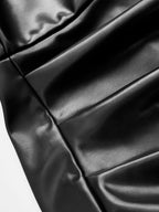 Faux Leather Gathered Midi Dress with Cami Top