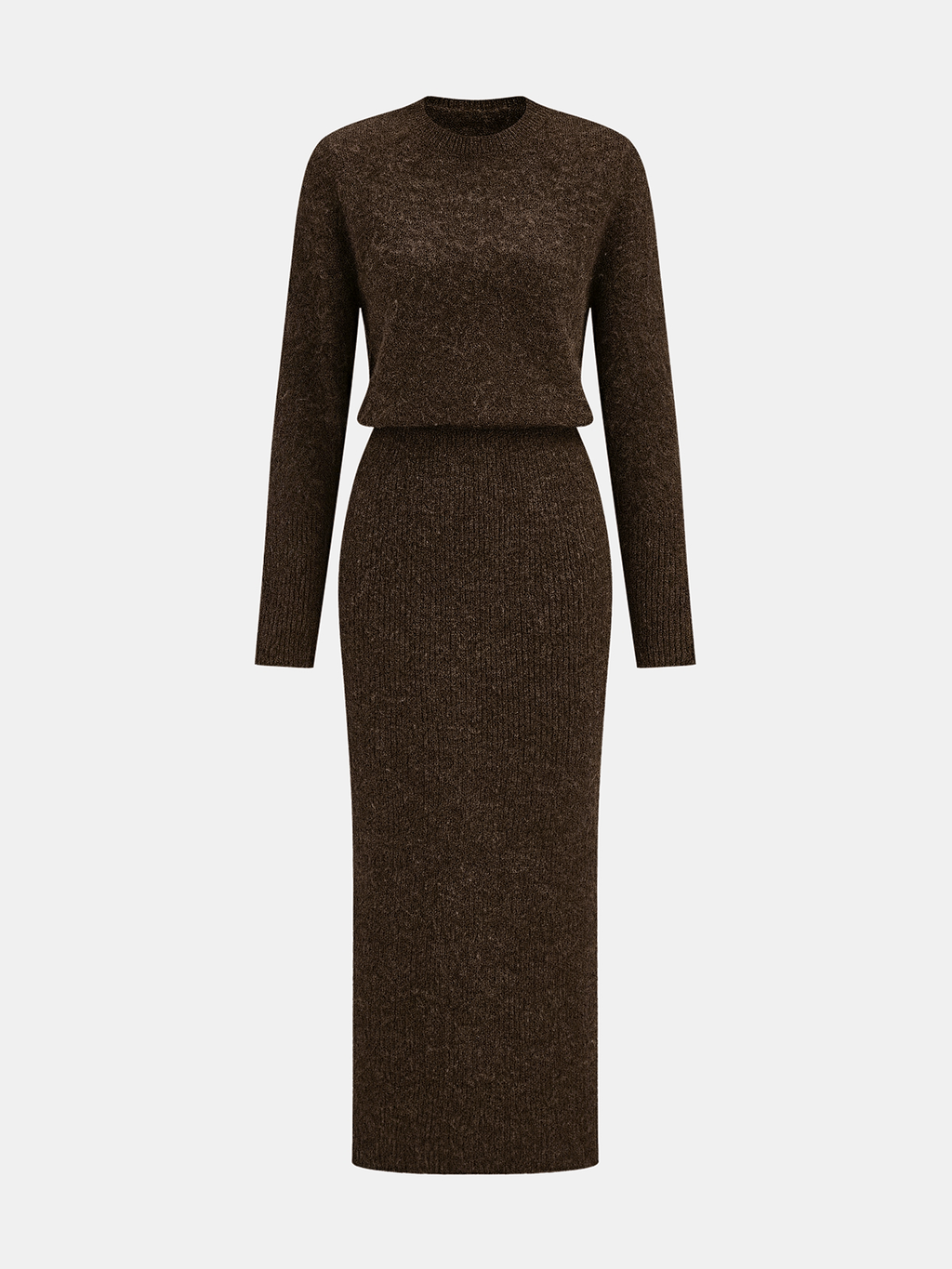 Cozy Wool-Blend Midi Dress with Soft Texture