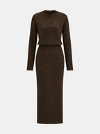 Cozy Wool-Blend Midi Dress with Soft Texture