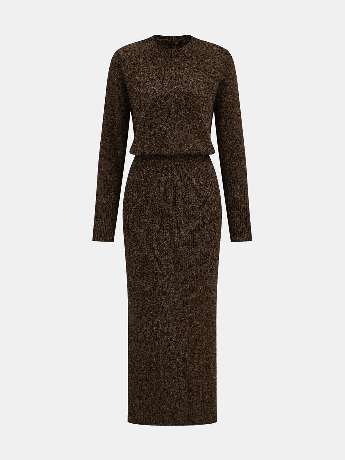 Cozy Wool-Blend Midi Dress with Soft Texture
