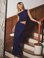 Rhinestone Accent Cut-Out Maxi Dress