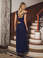 Rhinestone Accent Cut-Out Maxi Dress