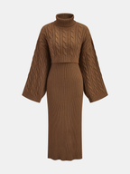 Cable-Knit Sweater and Cami Dress Duo Set