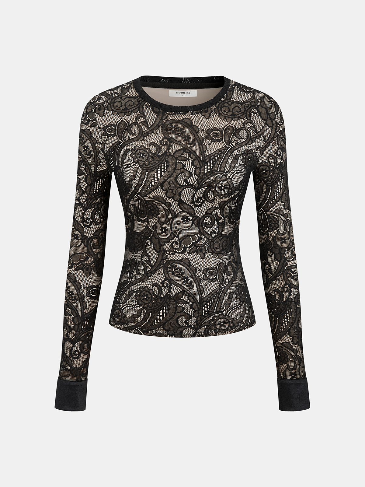 Long-Sleeve Paisley Lace Blouse