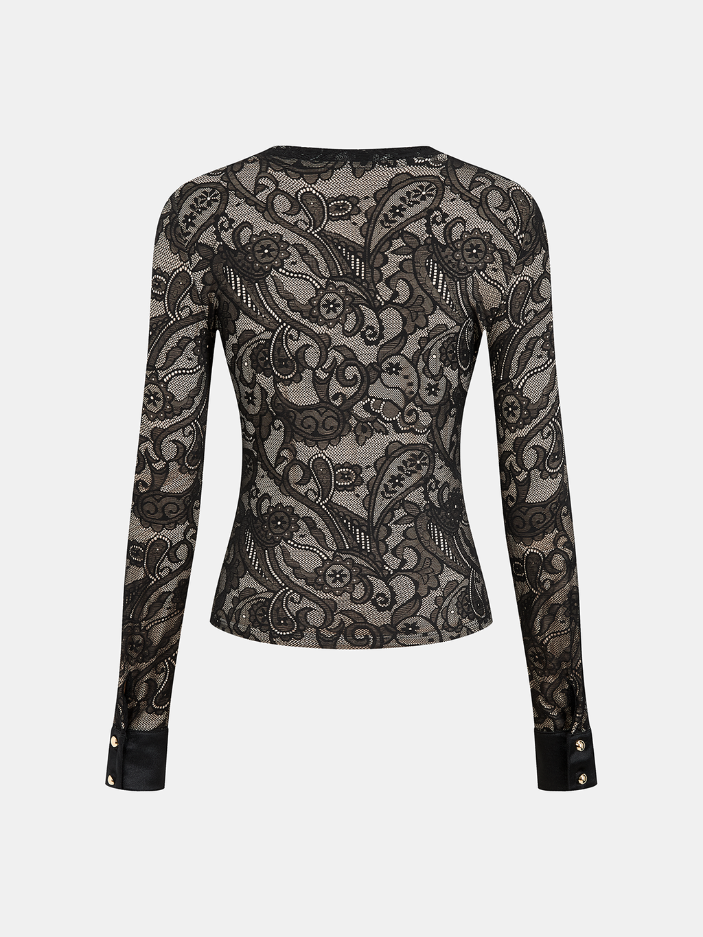 Long-Sleeve Paisley Lace Blouse