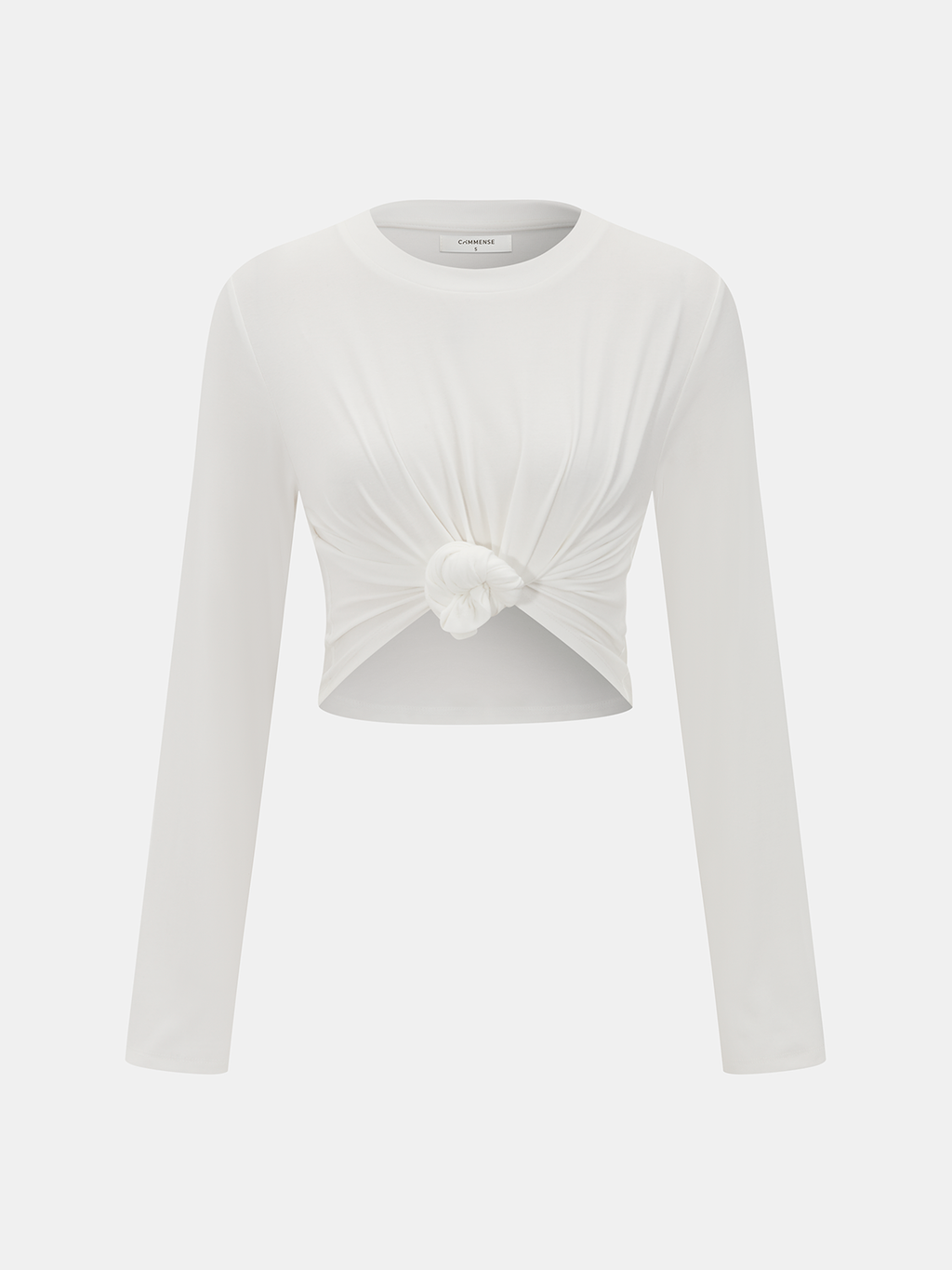 Cotton-Blend Cropped Top with Front Knot Detail