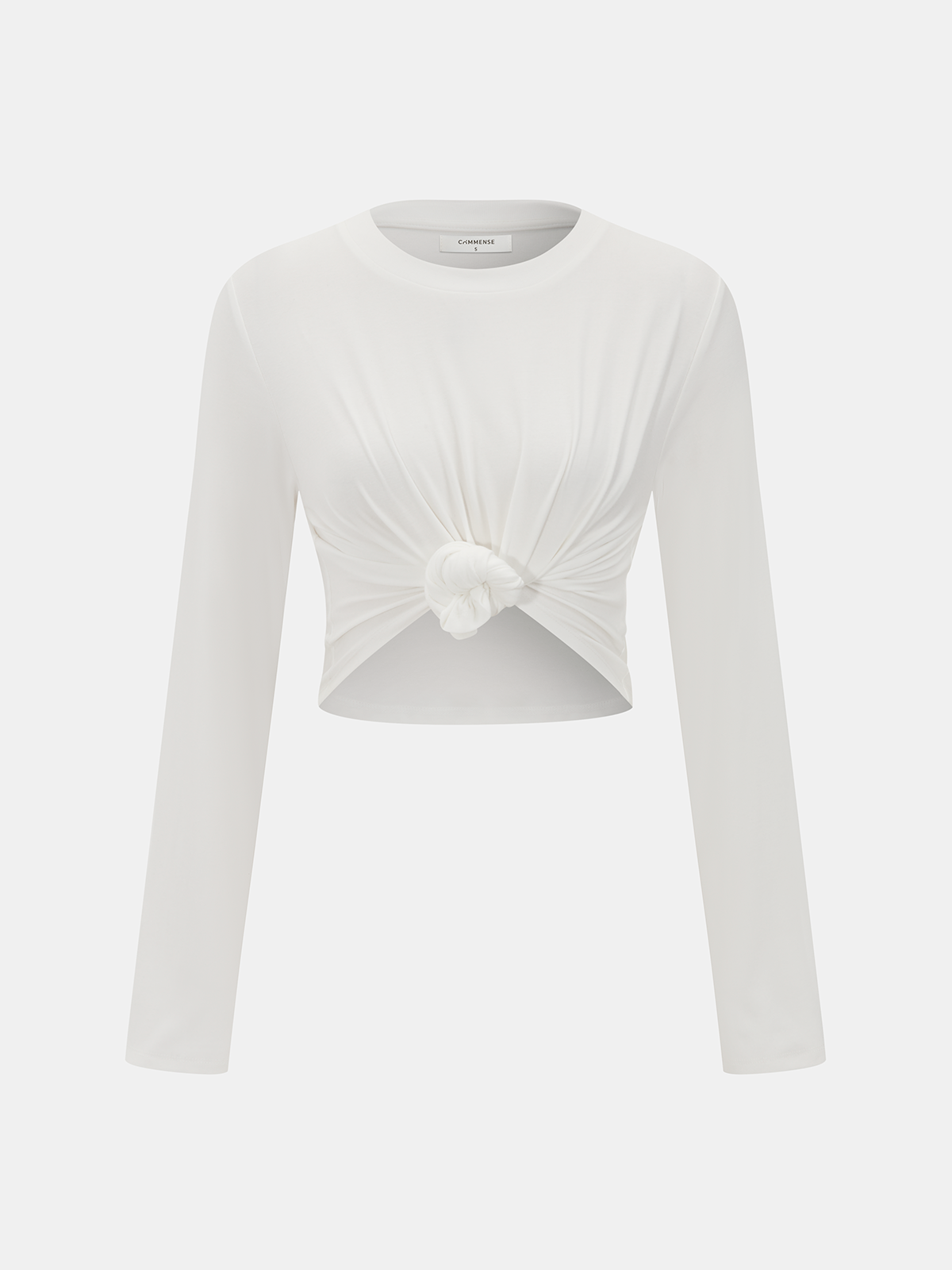 Cotton-Blend Cropped Top with Front Knot Detail