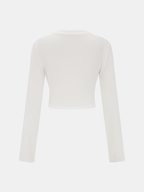 Cotton-Blend Cropped Top with Front Knot Detail