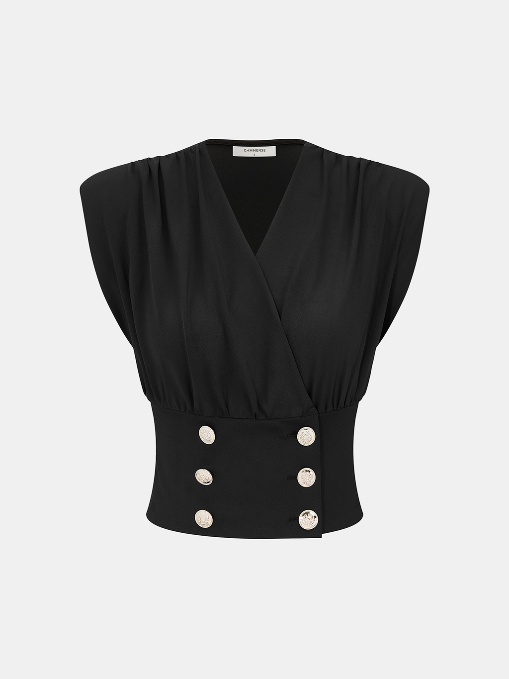 V-Neck Sleeveless Double Breasted Blouse