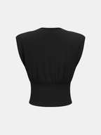 V-Neck Sleeveless Double Breasted Blouse