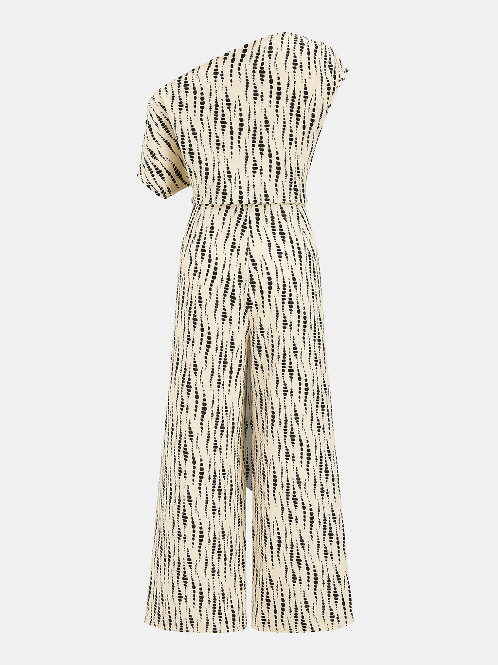 One-Shoulder Jumpsuit with Abstract Dot Design