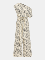One-Shoulder Jumpsuit with Abstract Dot Design