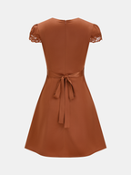 V-Neck Satin Mini Dress with Lace Detailing