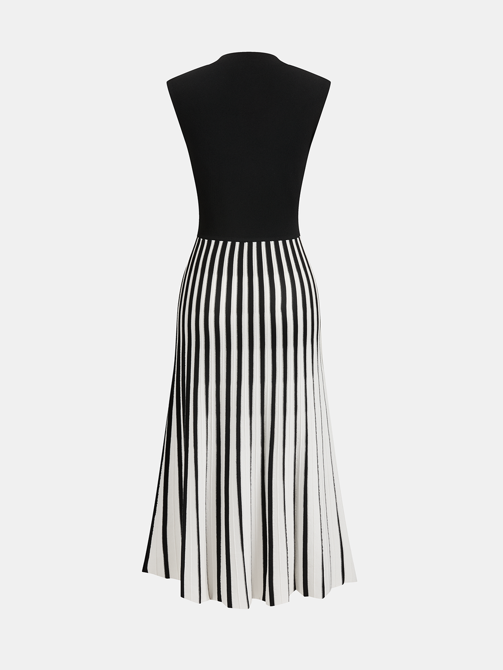 Mock Neck Sleeveless Striped Midi Dress