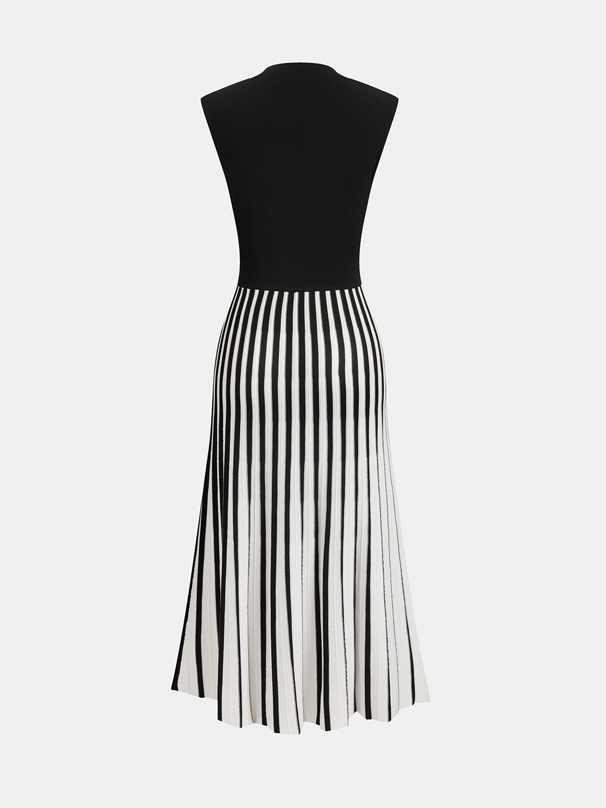 Mock Neck Sleeveless Striped Midi Dress