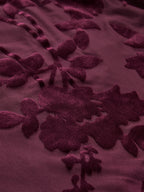 Velvet Floral Top with Sheer Mesh and Mock Neck