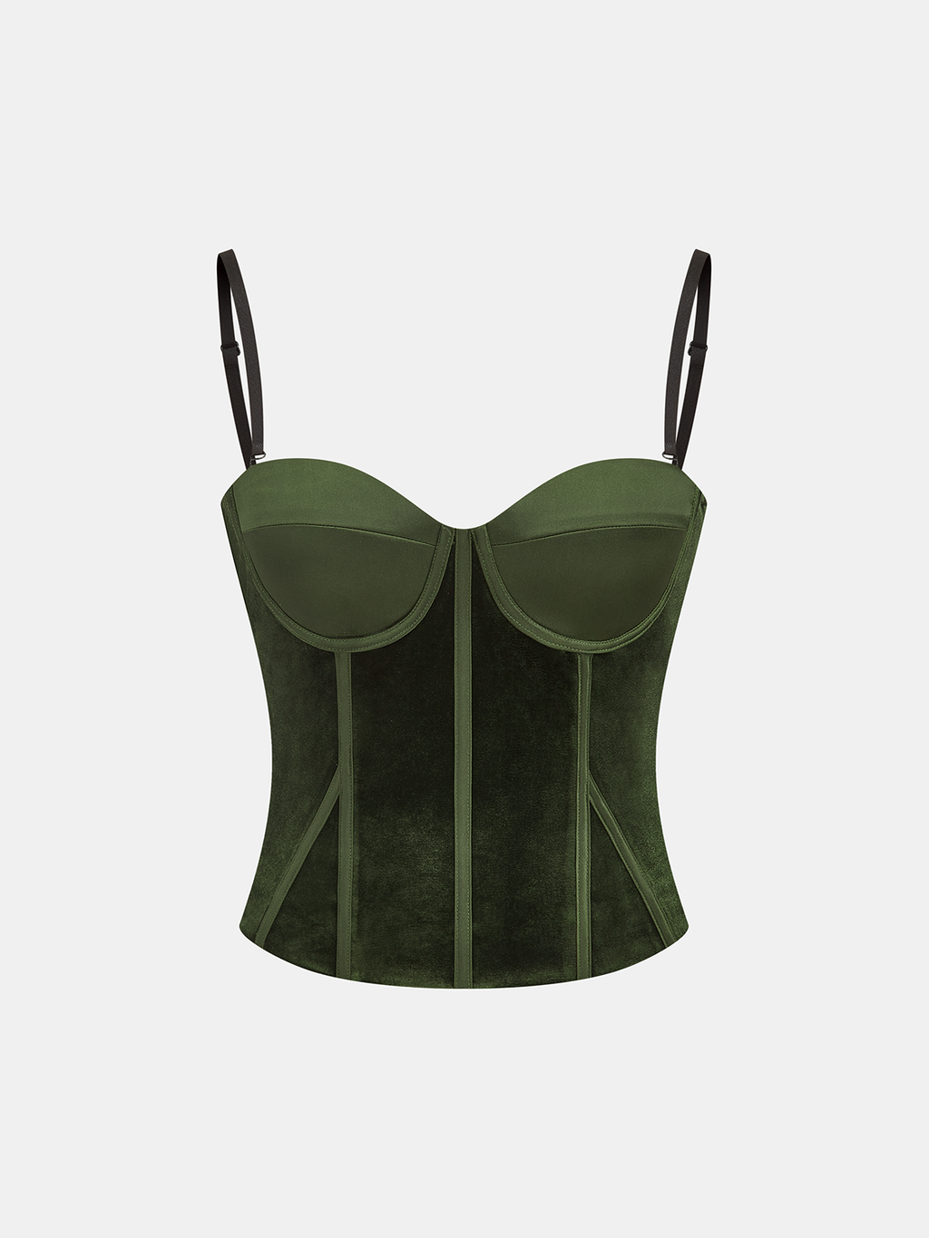 Velvet and Satin Paneled Bustier Top