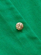 Cotton-Linen Pleated Mini Dress with Button Detailing