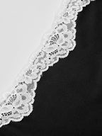 Ribbed Lace Square Neck Long-Sleeve Top