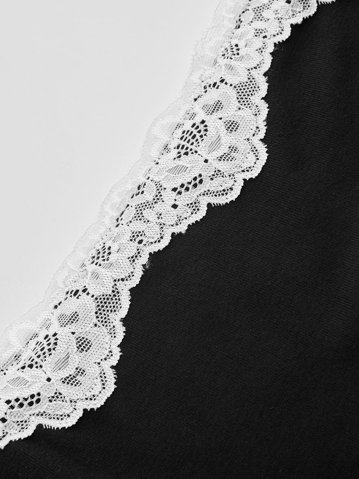 Ribbed Lace Square Neck Long-Sleeve Top