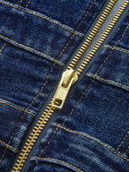 Denim Mini Dress with Dual Buckle Accents
