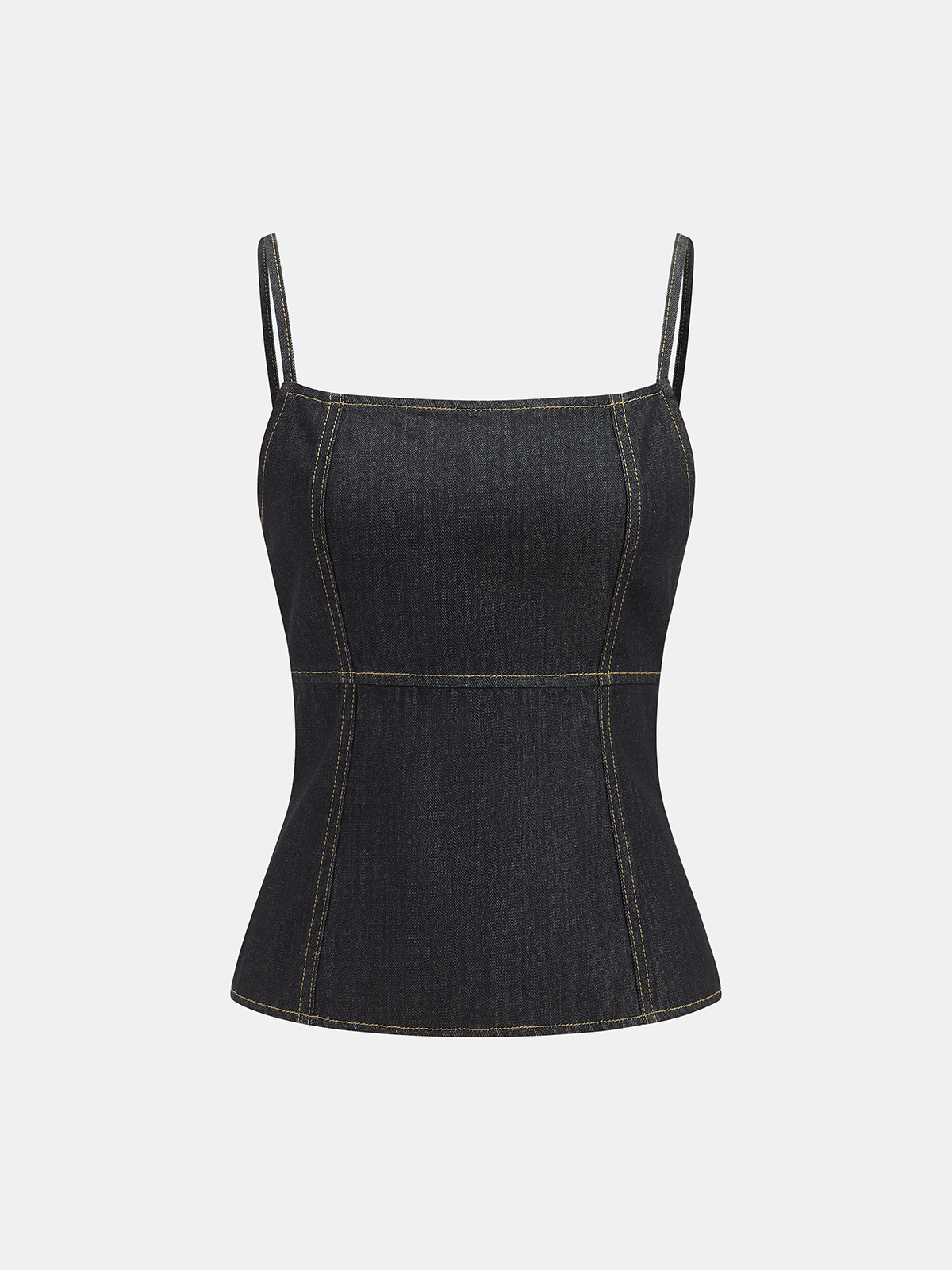 Contrast Stitching Denim Camisole Top