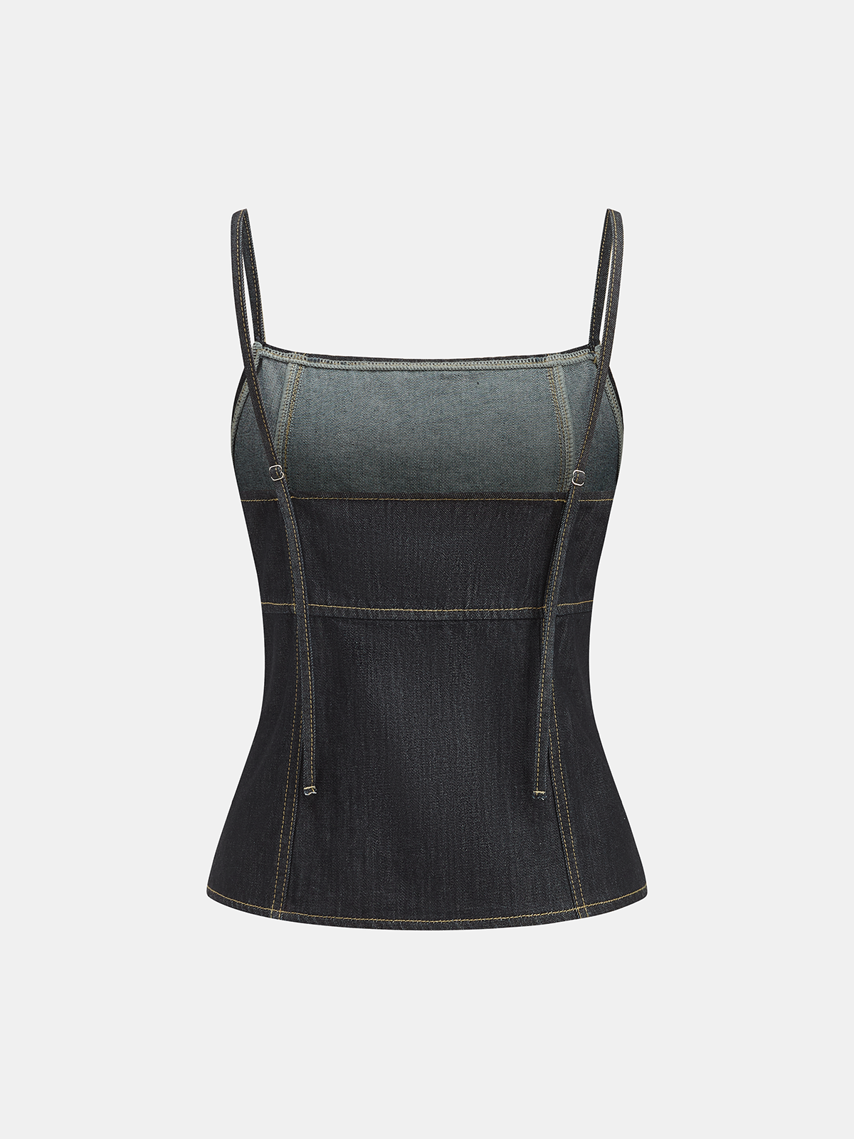 Contrast Stitching Denim Camisole Top