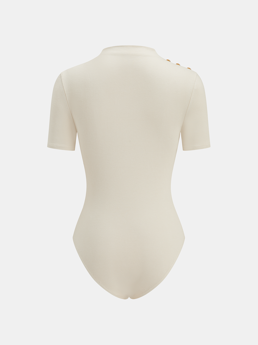 Metallic Accent Ruched Bodysuit with Mock Neck Design